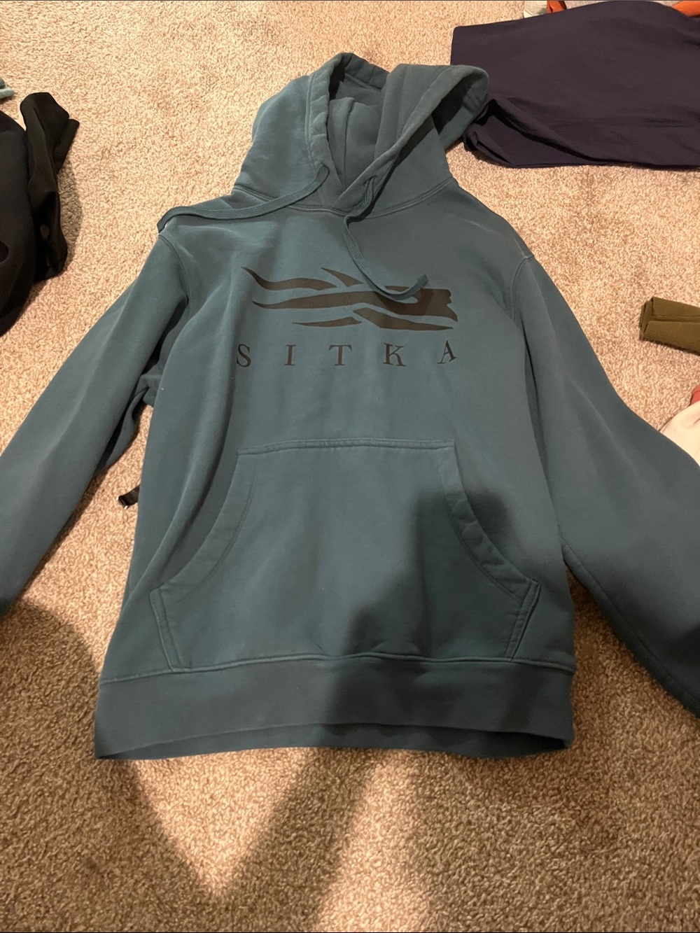 Sitka Men's Crewneck Hoodie in Teal Blue